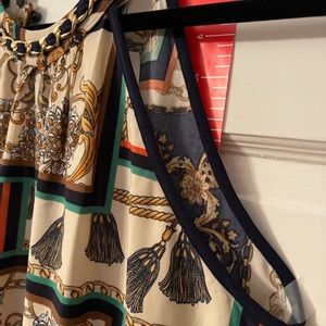 Beautiful! Silky dressy tank has gold chain accent at neck. NWT